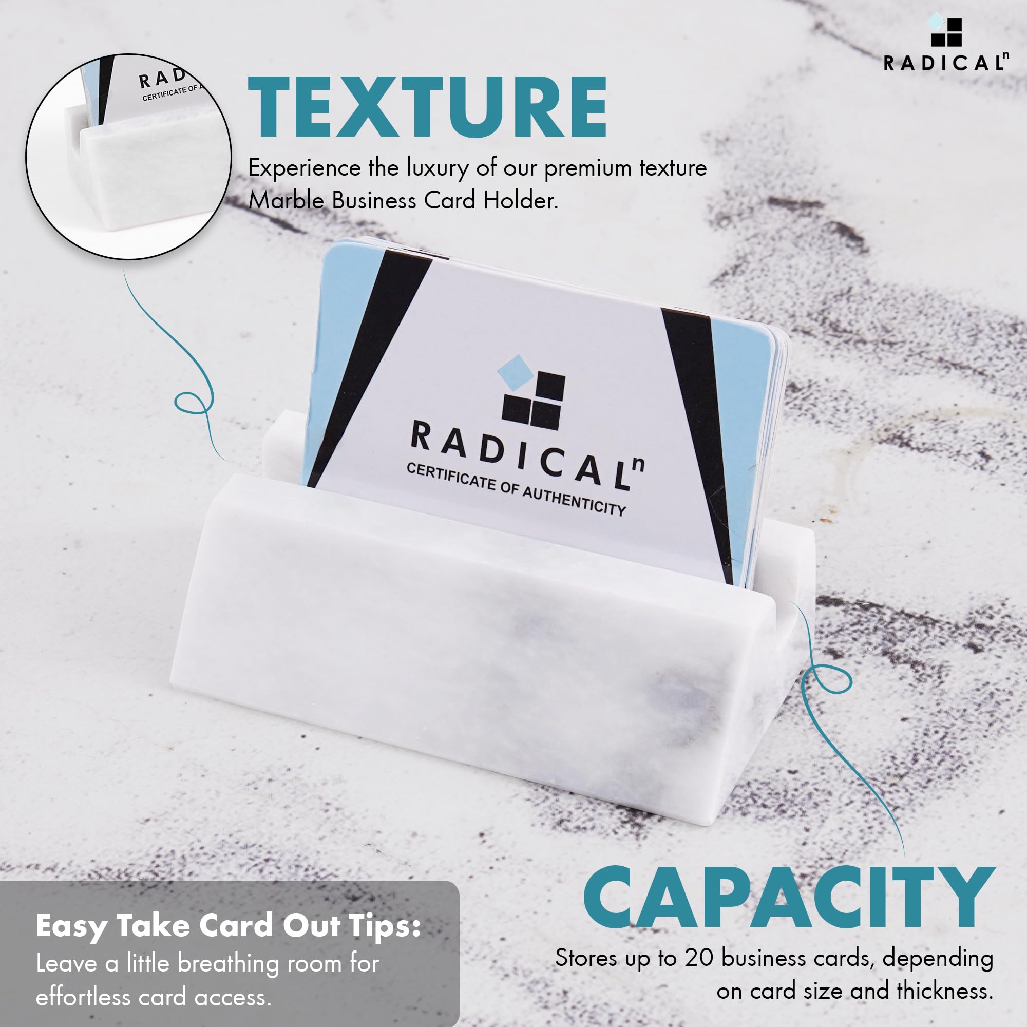 Premium White Marble Business Card Holder - 4