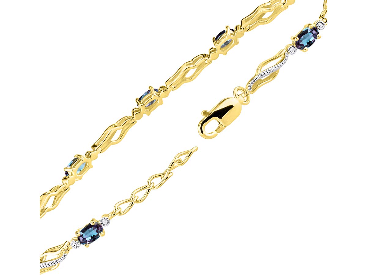 Rylos Women's Yellow Gold Plated Silver Serenity Wave Tennis Bracelet with Gemstones & Diamonds - Adjustable 7