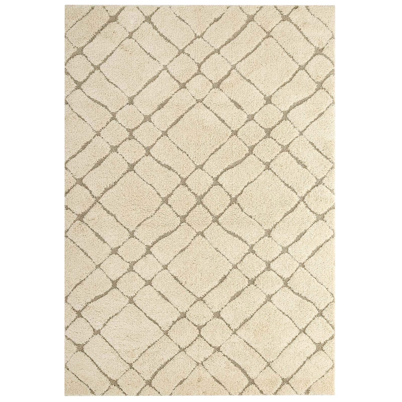 Modern Contemporary Urban Living Area Rug - Soft Fabric Floor Carpet Runner in Multi Beige | Perfect for Lounge, Living Room & Bedroom Decor
