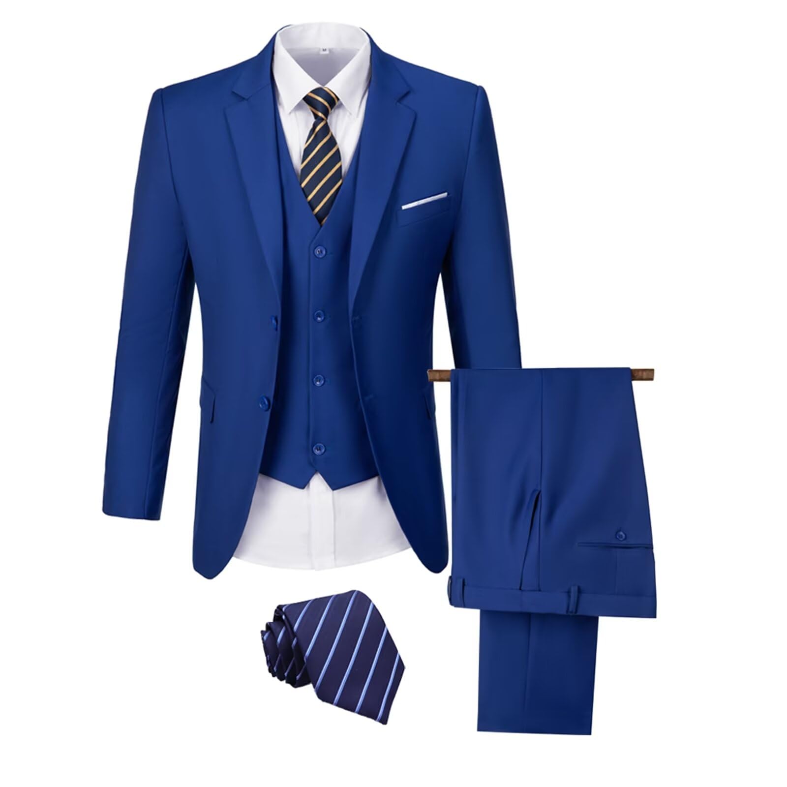 Men's 3-Piece Slim Fit Suit - Wedding, Prom, Business Formal Tuxedo Set with Jacket, Vest, Pants & Tie | Perfect for Weddings, Office Meetings & Special Occasions