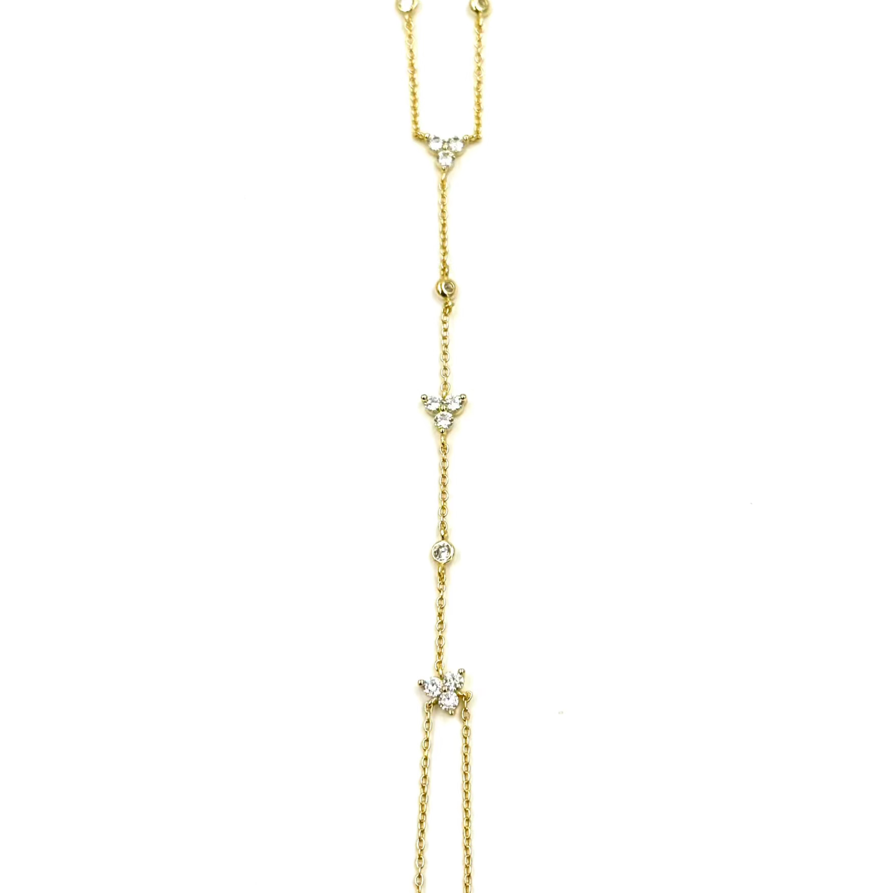 Sterling Silver Gold Plated Triangle CZ Hand Chain Bracelet for Women - Elegant Party & Wedding Jewelry Gift