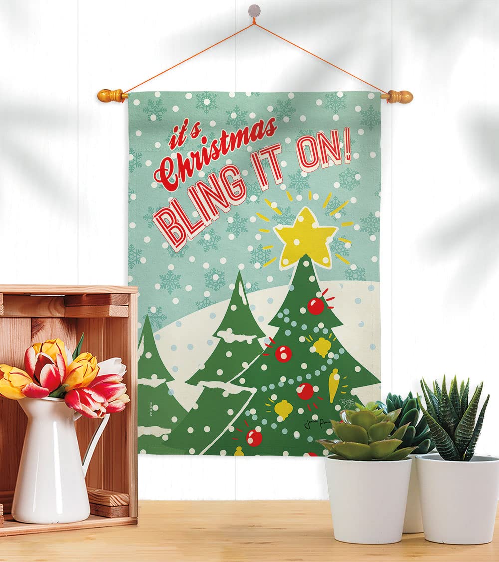 Bling It On Winter Christmas Flag Set 28x40