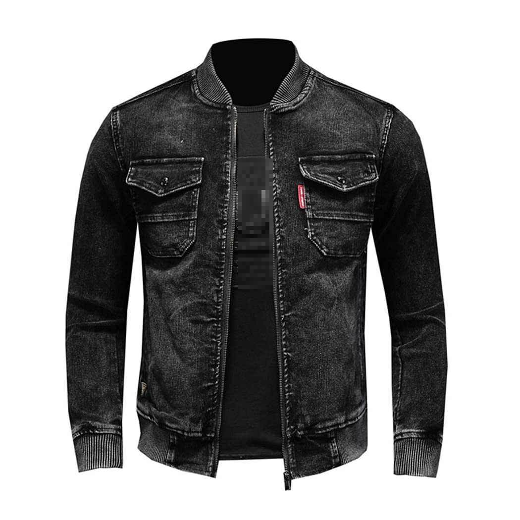 Men's Vintage Denim Jacket - Autumn Winter Business Casual Jeans Coat for Baseball & Streetwear | Perfect for Office, Dating & Outdoor Activities