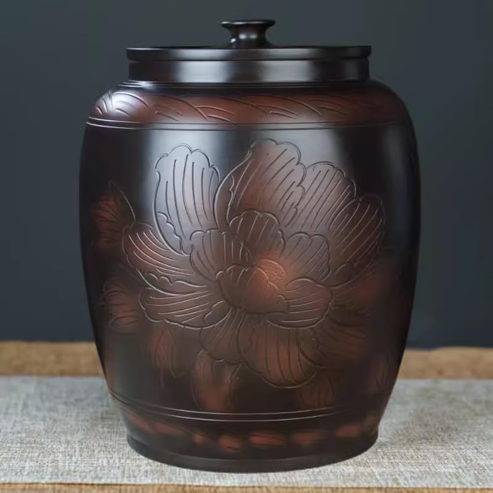 Premium Ceramic Rice Storage Container with Lid - 15KG Large Capacity, Airtight Rice Dispenser for Kitchen, Pantry & Bulk Food Storage | Traditional Chinese Design, Perfect for Rice, Grains & Dry Goods