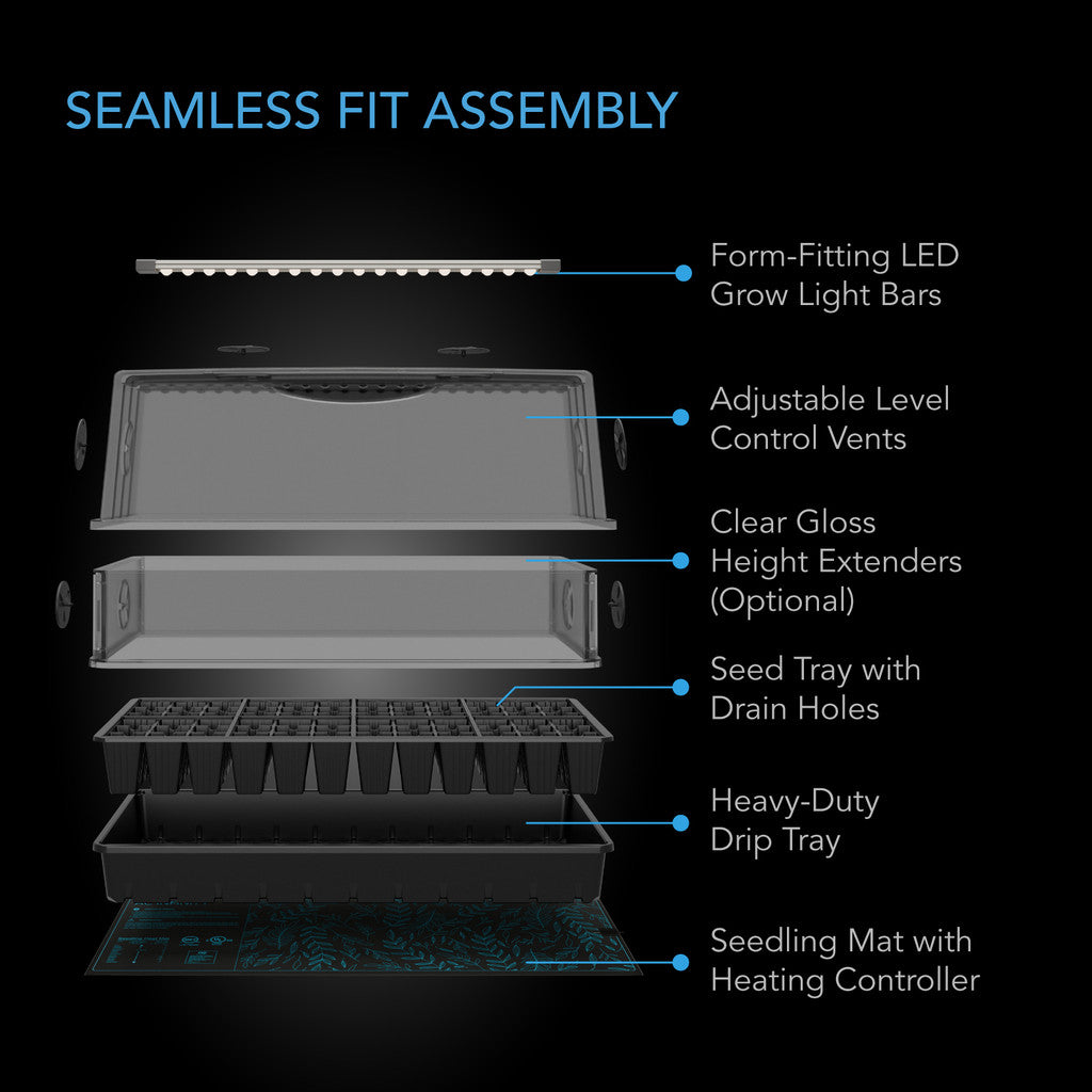 AC Infinity 6x12 Humidity Dome Germination Kit with Seedling Heat Mat & LED Grow Lights - Perfect for Indoor Seed Starting, Hydroponics, and Plant Propagation