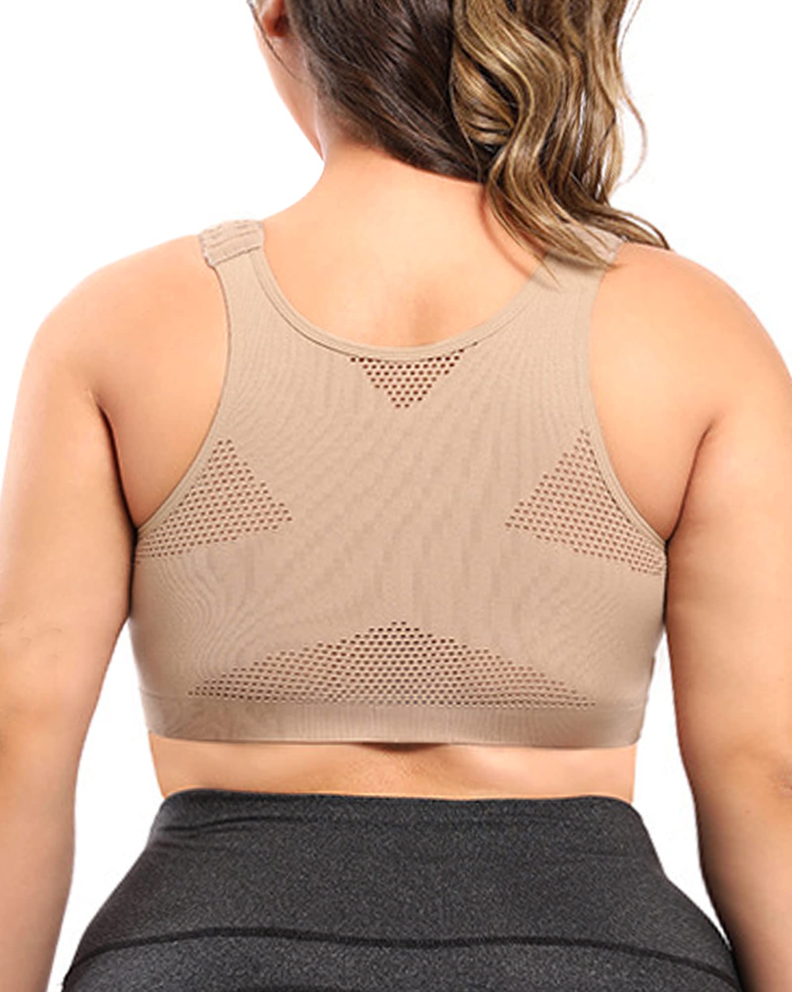 Post Surgery Bra for Women - Front Closure Surgical Bras, Sports Bra for Breast Augmentation & Mastectomy Recovery - Comfortable Post Op Bra (Large, Nude) - Ideal for Post-Surgical Support & Everyday Wear