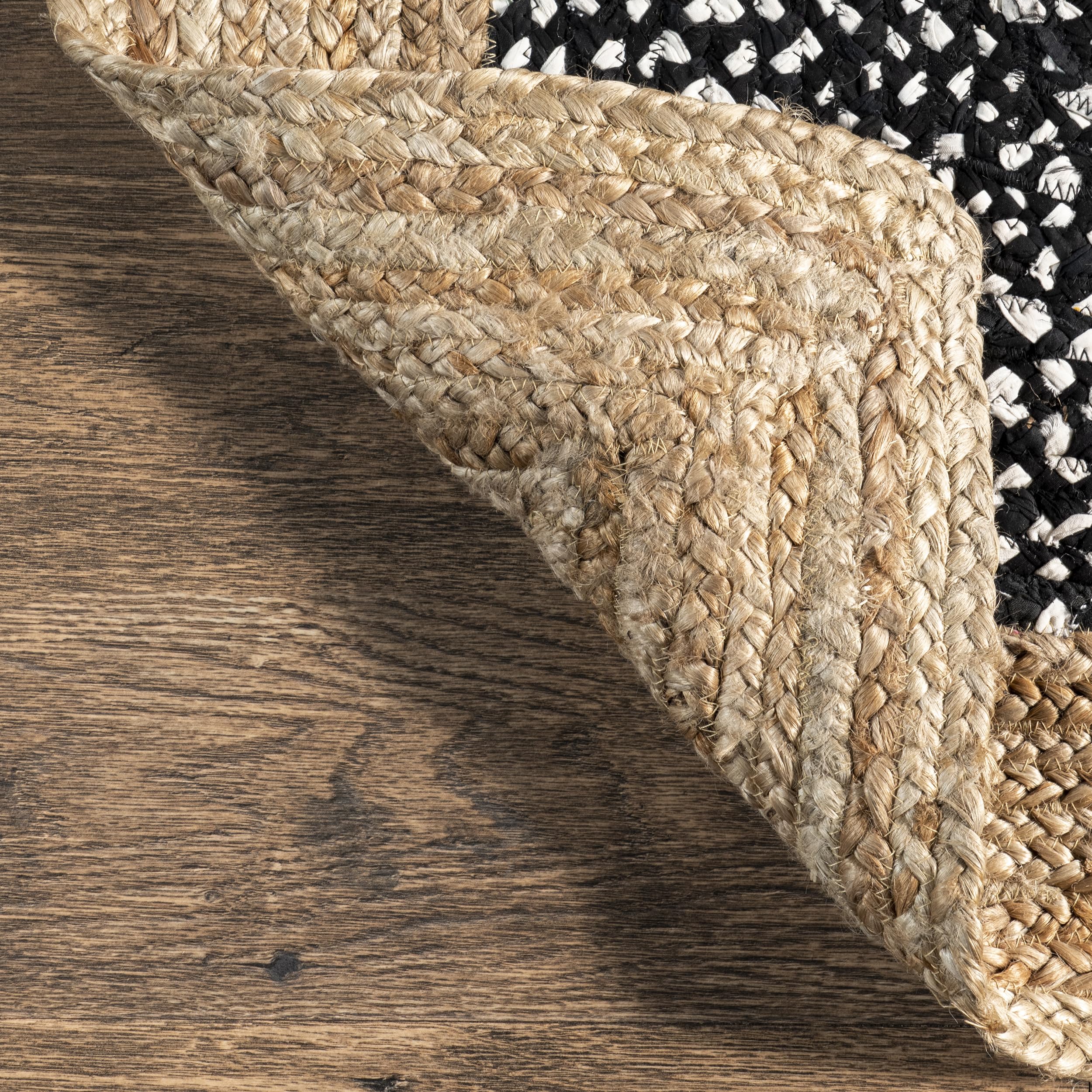 nuLOOM Lesha Natural Fiber Area Rug 8x10 Feet Black - Soft Handwoven Jute Rug for Living Room, Bedroom & Home Decor