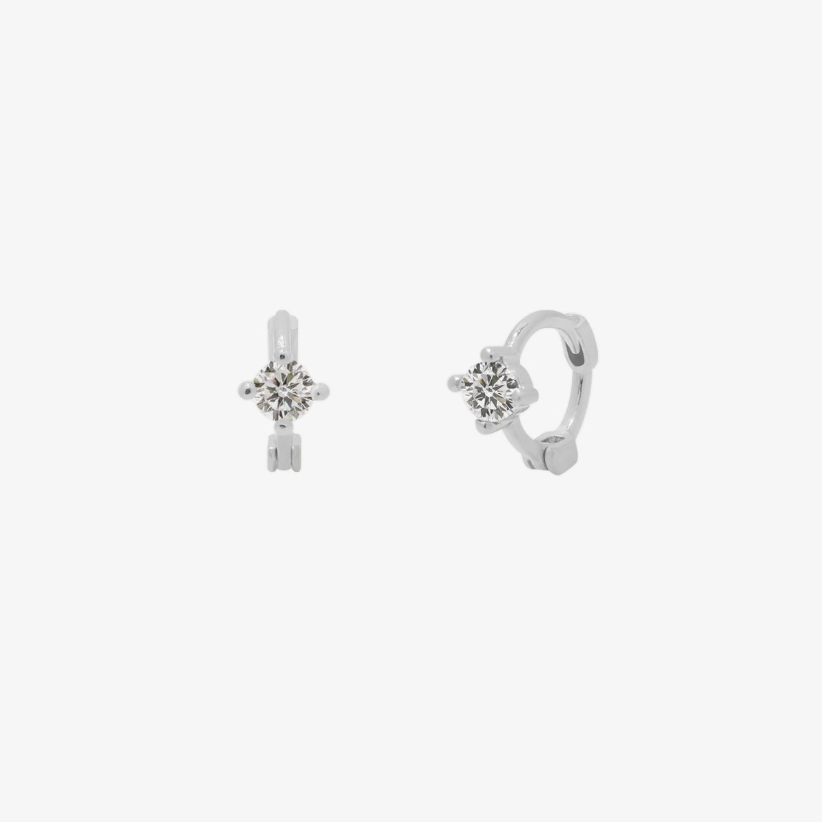 Single White Topaz Huggie Earrings – Dainty & Elegant Stud Earrings for Women | Perfect for Everyday Wear, Parties & Special Occasions