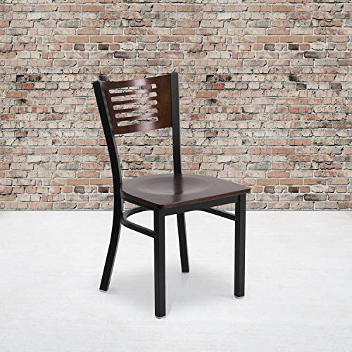 Walnut Wood Back/Walnut Wood Seat/Black Metal Frame