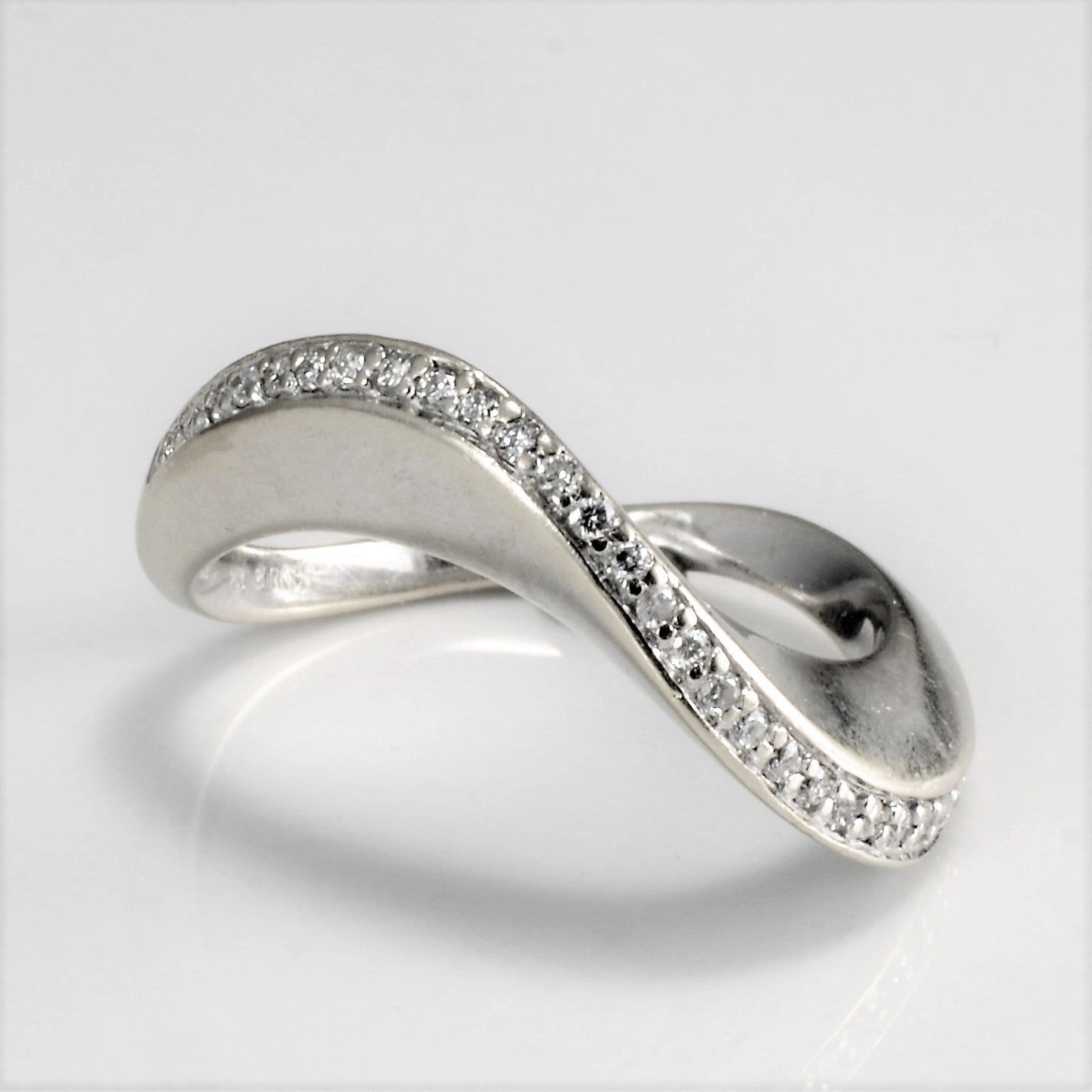 Birks' Pave Diamond Wave Ring | 0.15 Carat Total Weight, Size 7.5 | Elegant Stackable Ring for Women, Perfect for Anniversary Gifts & Everyday Wear