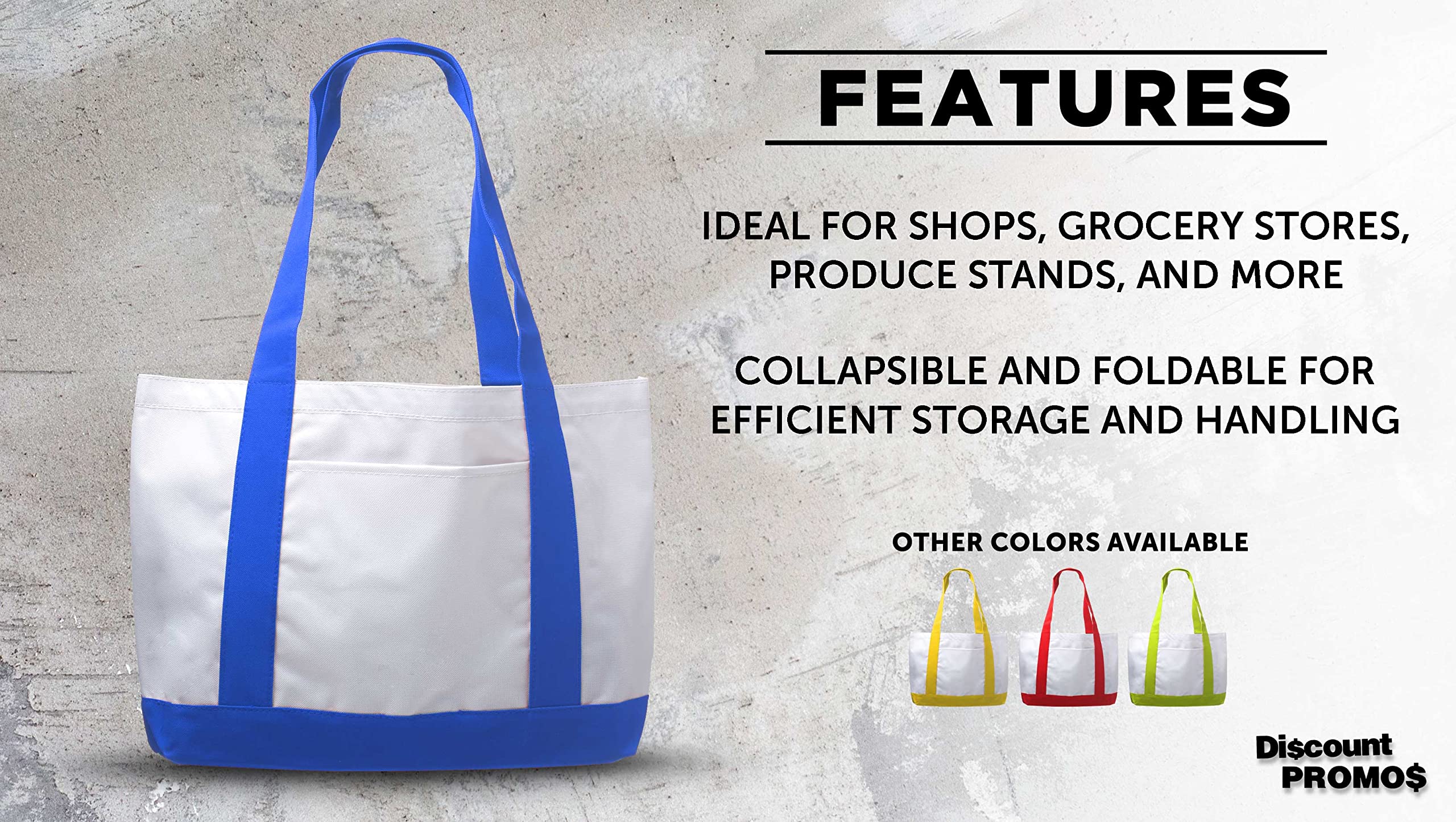 10 Pack Canvas Shoulder Tote Bags - Durable Polyester with Reinforced Straps & Front Pocket - Fashionable Blue Handbags for Women - Perfect for Shopping, Beach, Work & Daily Use