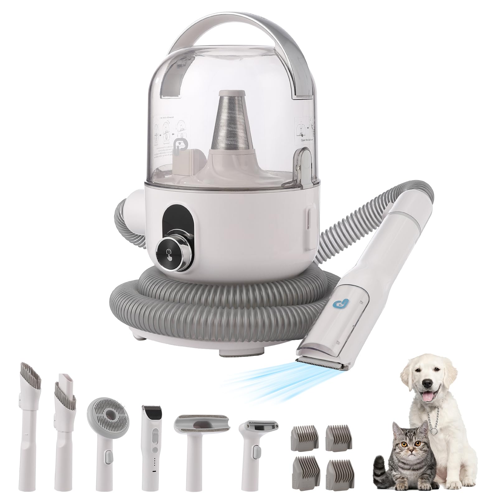 6-in-1 Pet Grooming Vacuum with 3 Suction Modes & Large Dust Cup - Dog Hair Vacuum for Shedding, Grooming & Cleaning - Perfect for Home Pet Care & Professional Grooming Salons