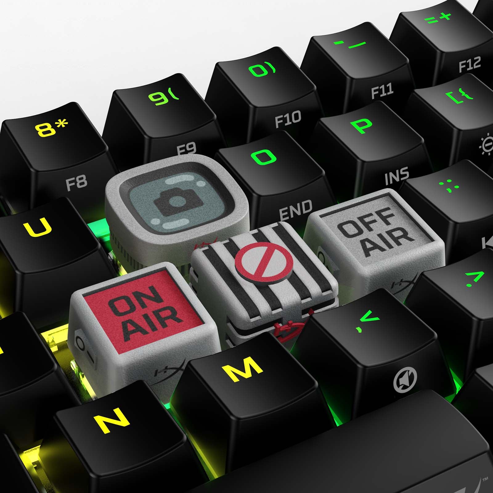 HX3D Custom Keycaps for Mechanical Keyboards - Colorful Streaming Hot Keys for Gamers & Streamers - Perfect for Twitch, YouTube & Gaming Setups