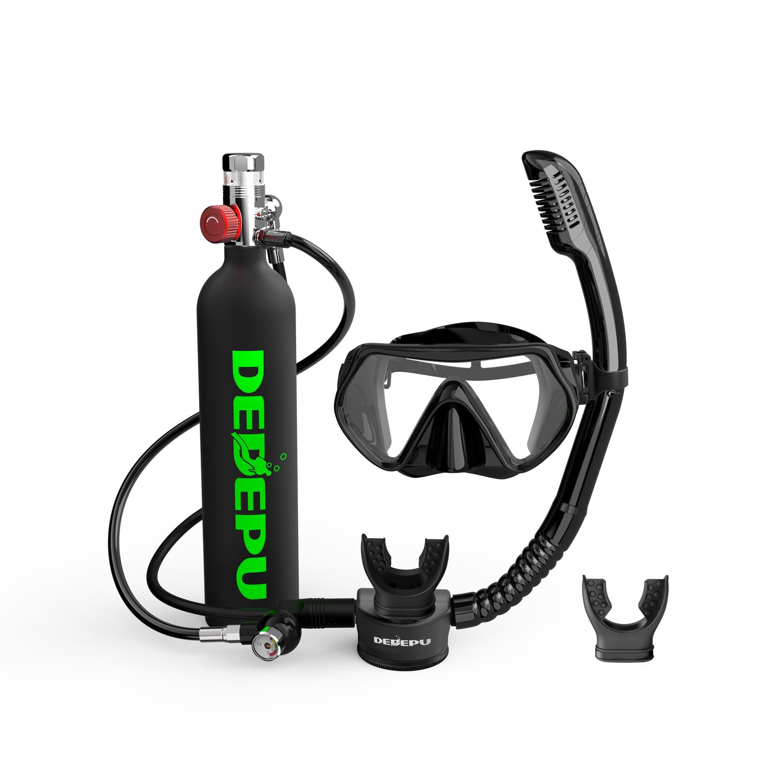 DEDEPU 1L Mini Scuba Tank - Portable Emergency Air Supply for Snorkeling, Scuba Diving & Water Sports | 15-20 Minute Backup Oxygen Cylinder | Ideal for Emergency Rescue, Spearfishing & Underwater Exploration
