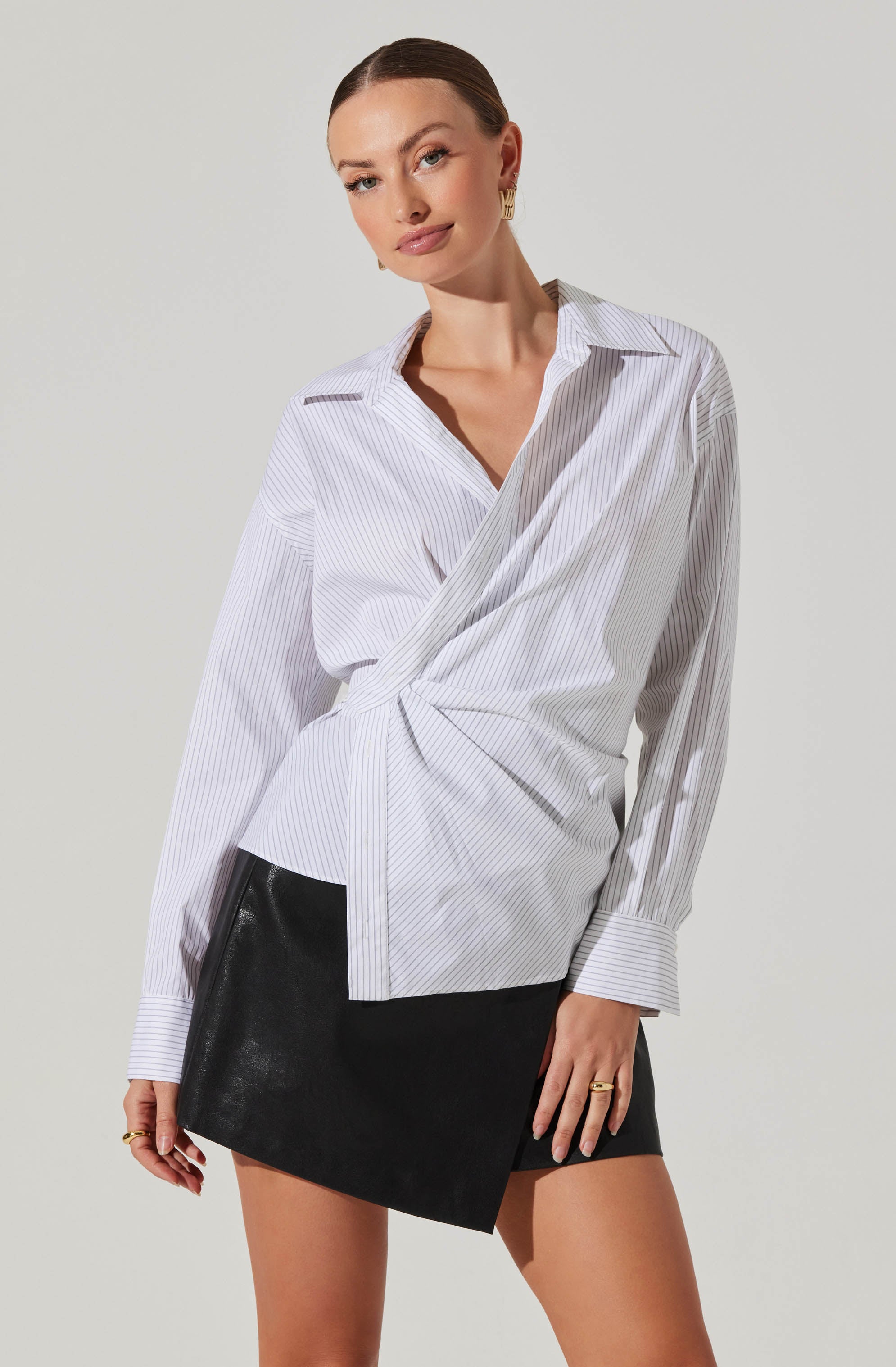 Flykra Women's Asymmetrical Wrap Shirt - Stylish Long Sleeve Blouse for Work & Casual Wear | Perfect for Office, Date Night & Everyday Outfits