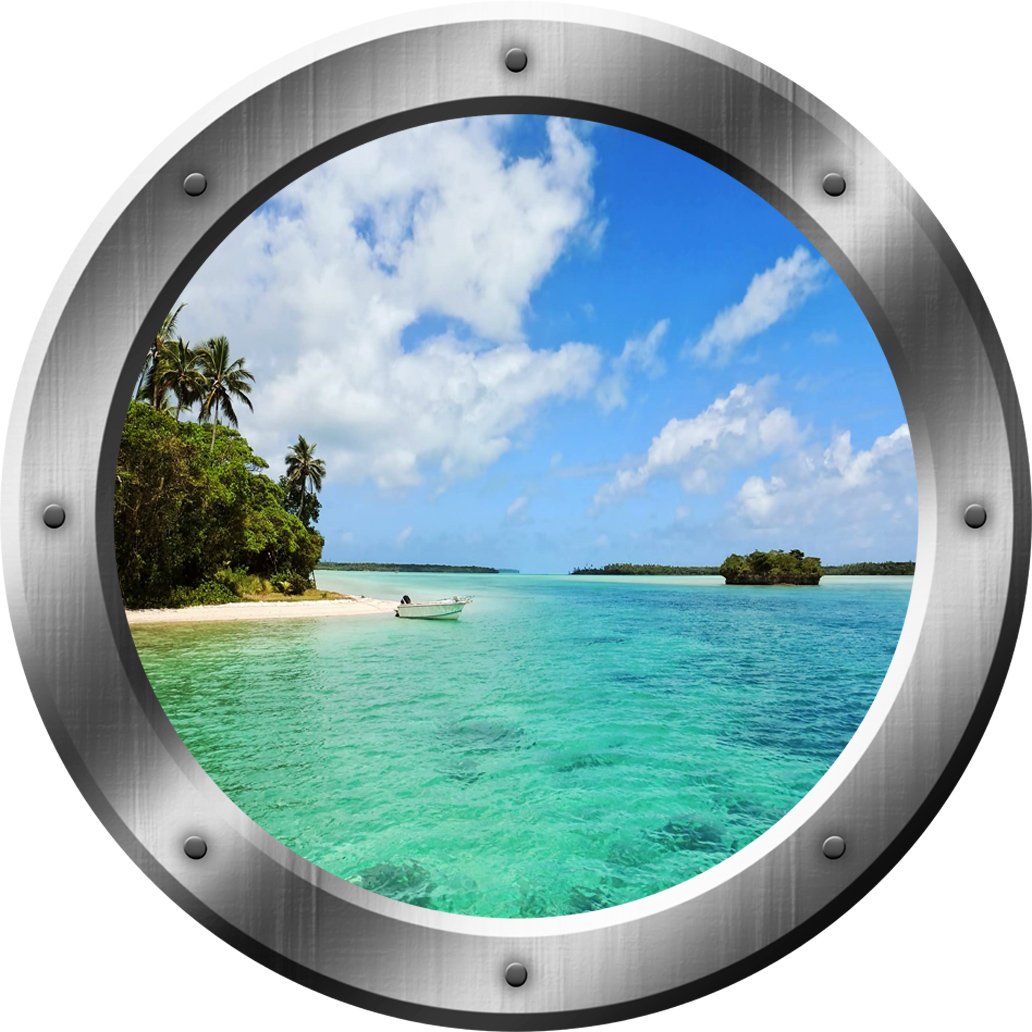 3D Ocean Wall Decal - Beach Porthole Peel and Stick Wall Sticker (20