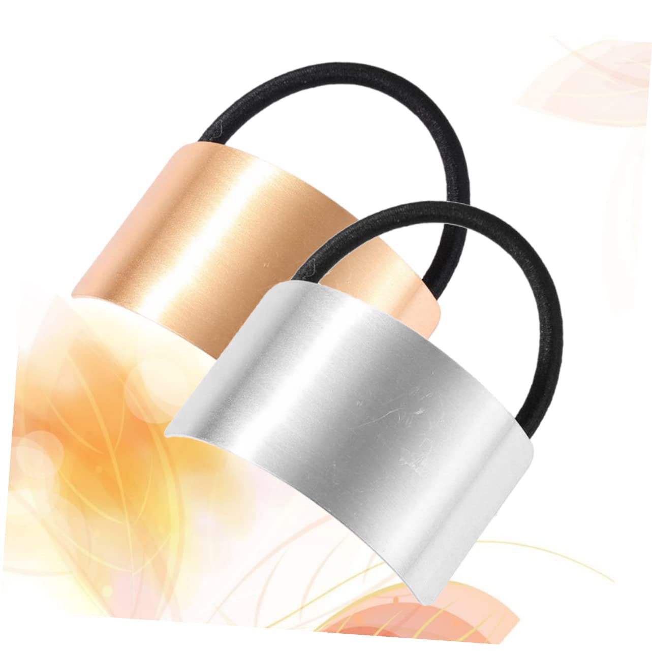 FOMIYES 2 Pack Women's Stretchy Alloy Ponytail Holders - Silver & Gold Hair Rings, Hair Ties, Fashion Hair Accessories for Girls & Women | Perfect for Work, Gym, Party & Everyday Use