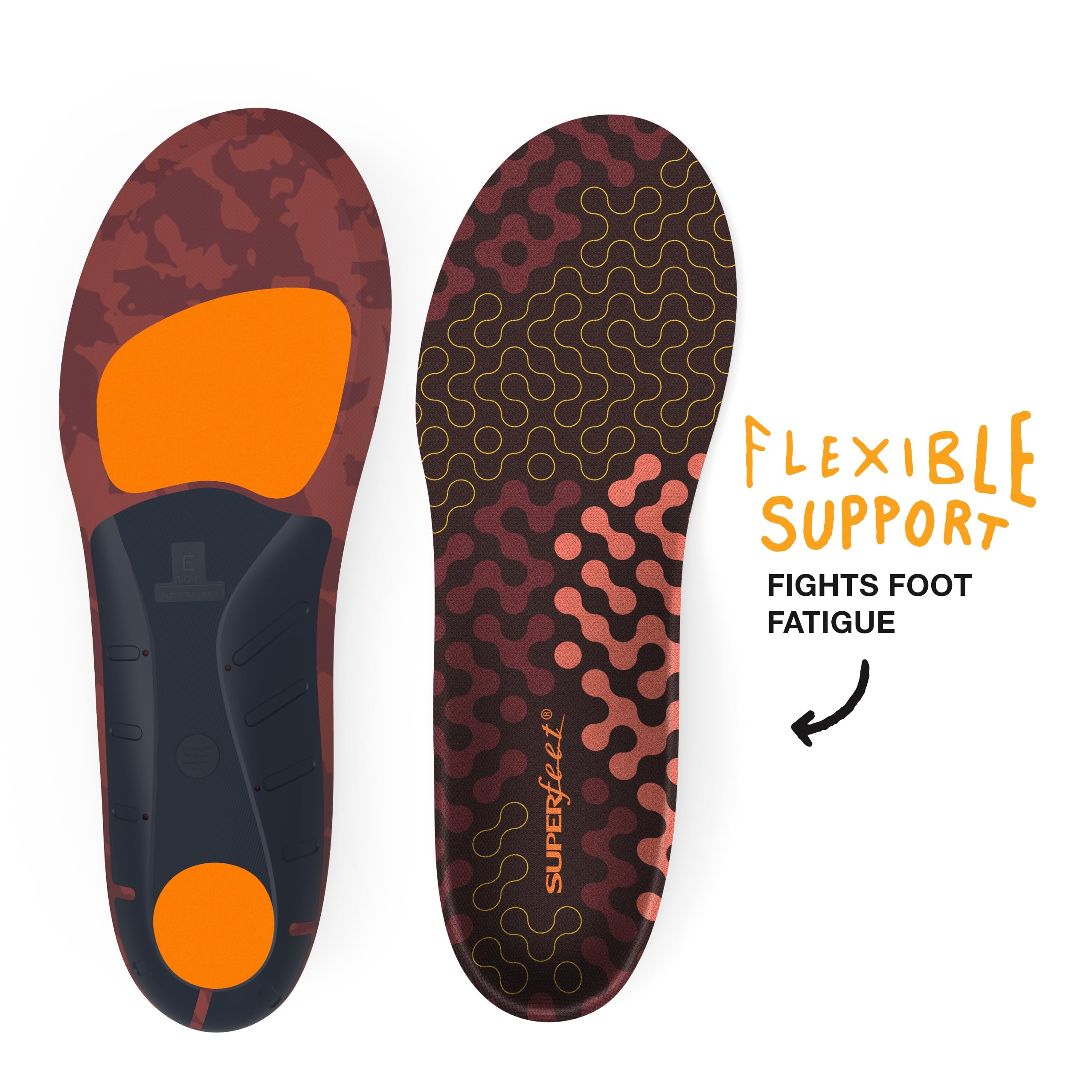 Superfeet Run Cushion Low Arch Support Insoles for Men (2.5-4) & Women (4.5-6) - Shock Absorption & Pain Relief for Running, Walking & Standing All Day