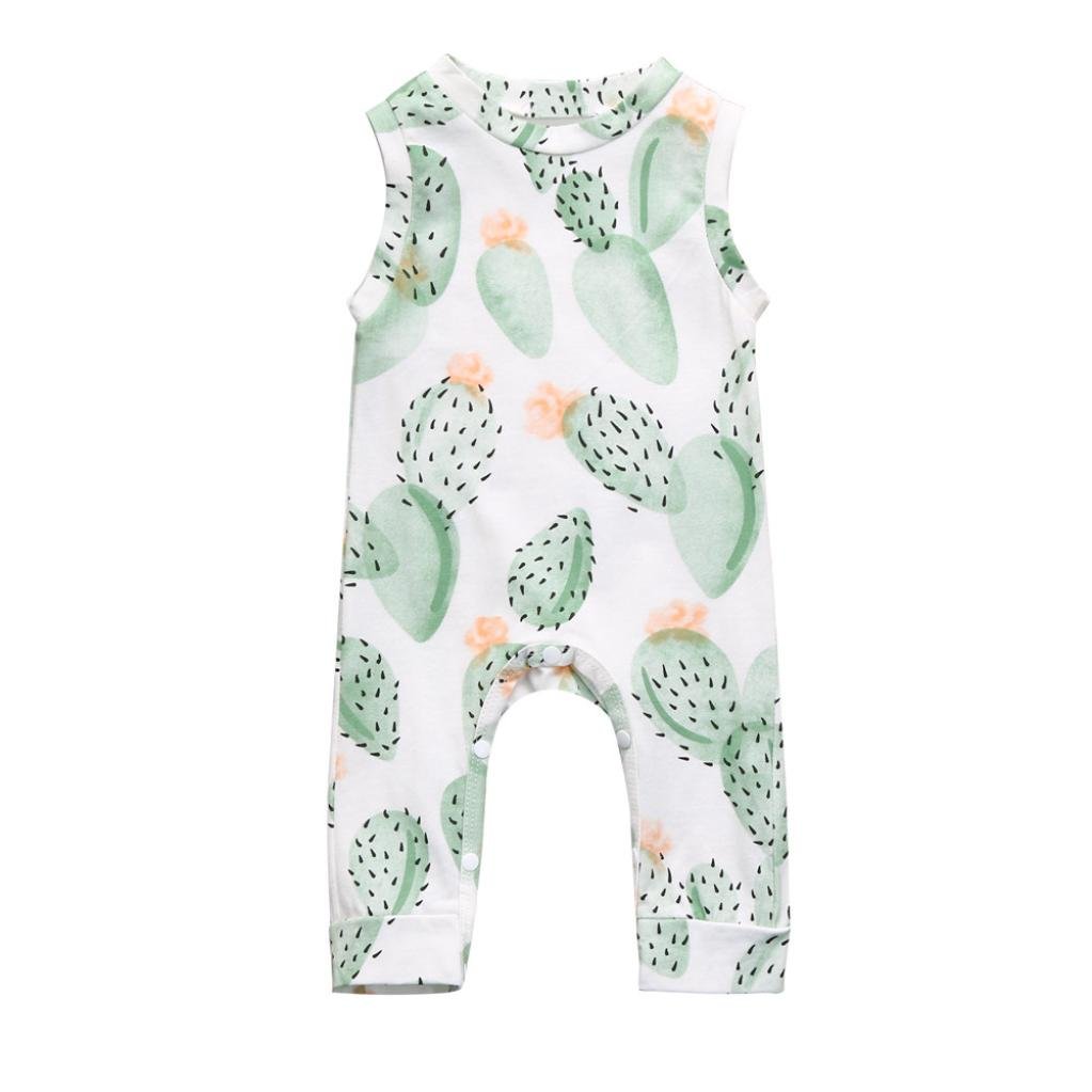 Napoo Baby Girl Boy Cactus Floral Sleeveless Romper Jumpsuit - Soft Cotton Summer Outfit for Toddlers 1-3 Years | Playdate, Beach & Photo Shoot Outfits