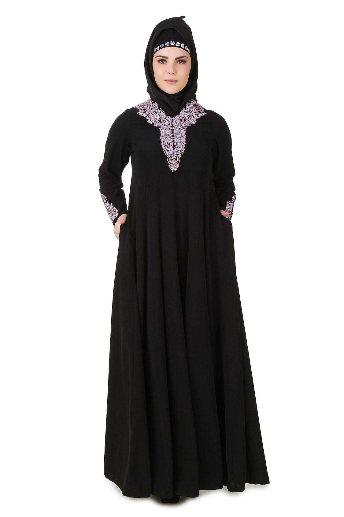 Elegant Aqeelah Black Nida Abaya - Modest Islamic Prayer Dress for Women - Perfect for Mosque, Eid & Special Occasions