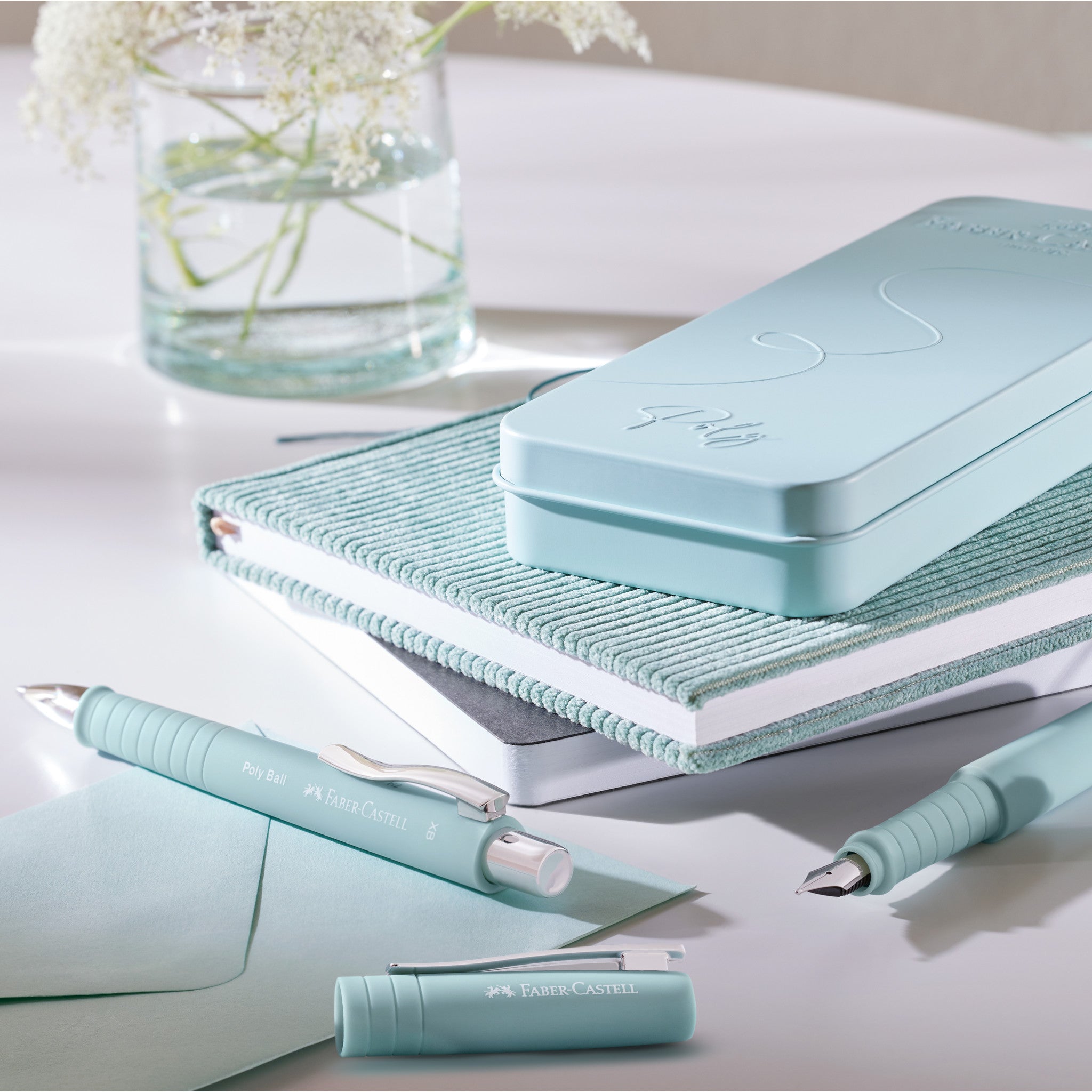 Premium Poly Fountain & Ballpoint Pen Gift Set - Elegant Caribic Blue (#241053) | Perfect for Office, Business Meetings & Graduation Gifts