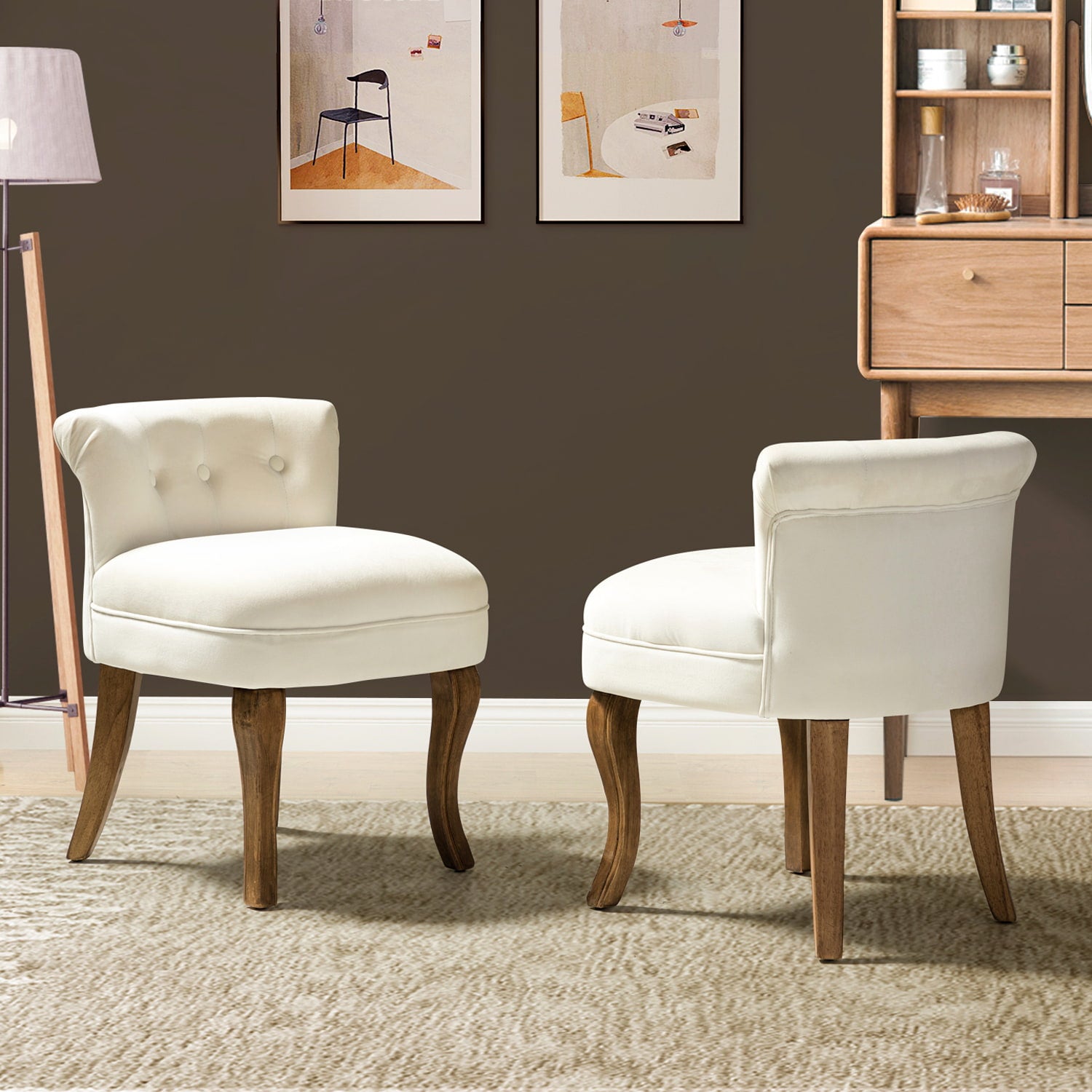 Moises Velvet Vanity Stool with Optional Types - Elegant Makeup Stool for Dressing Table, Bedroom & Bathroom