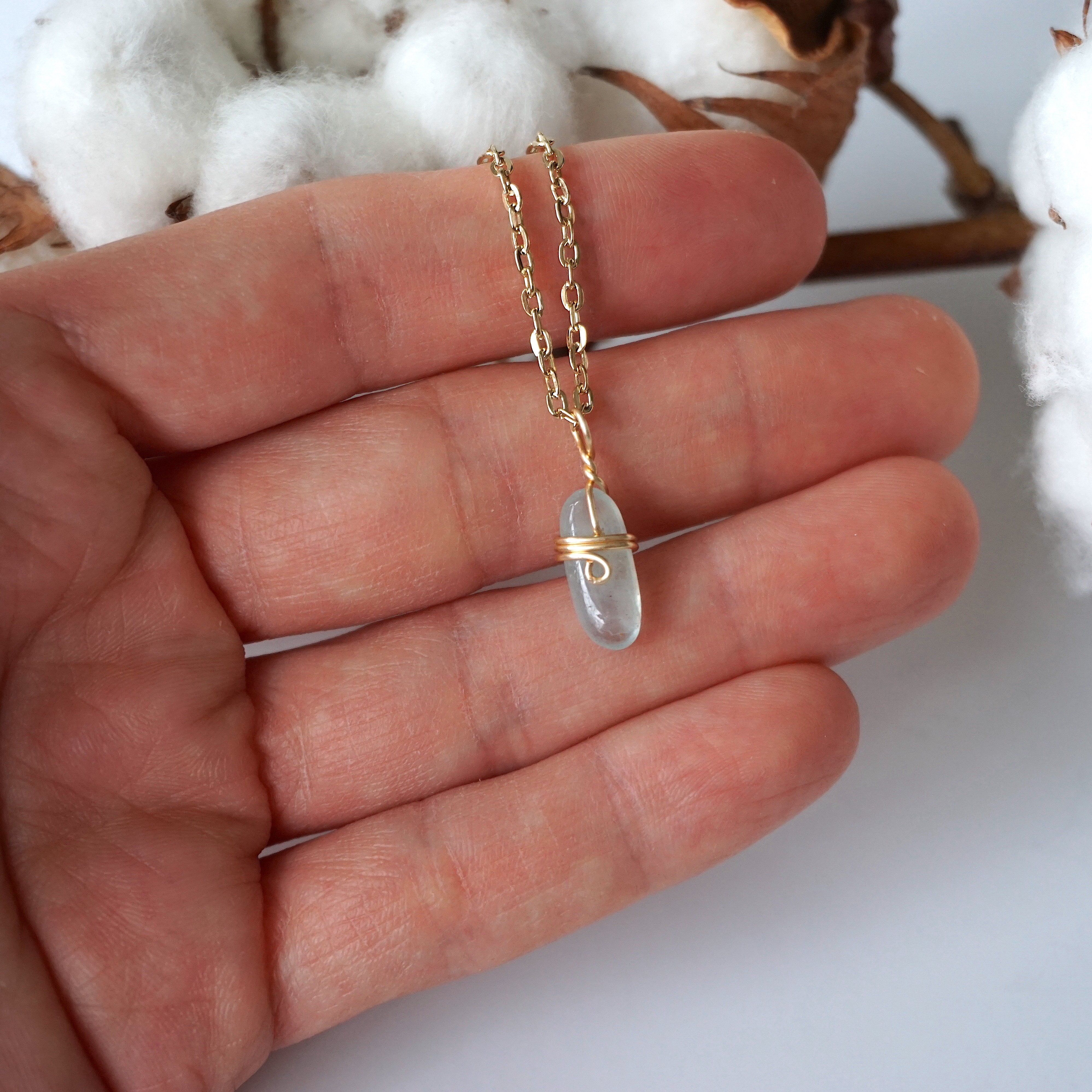 Elegant Aquamarine Charm Necklace - 14K Gold Plated Pendant for Women - Perfect for Birthdays, Anniversaries & Everyday Wear