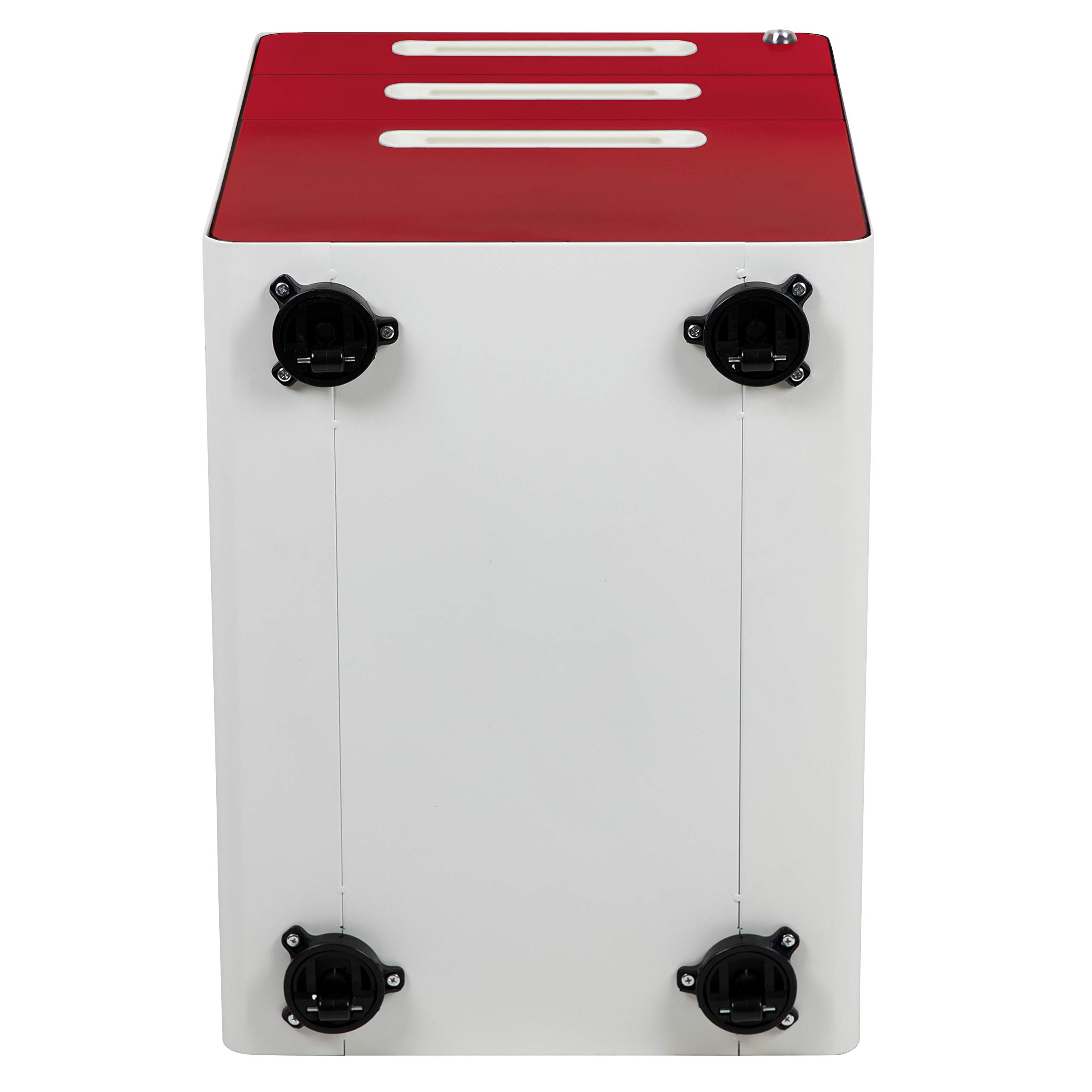 Ergonomic 3-Drawer Mobile Locking Filing Cabinet - White with Red Faceplate | Secure Office Storage Solution for Documents & Files | Perfect for Home Office, Workplace & Business Organization
