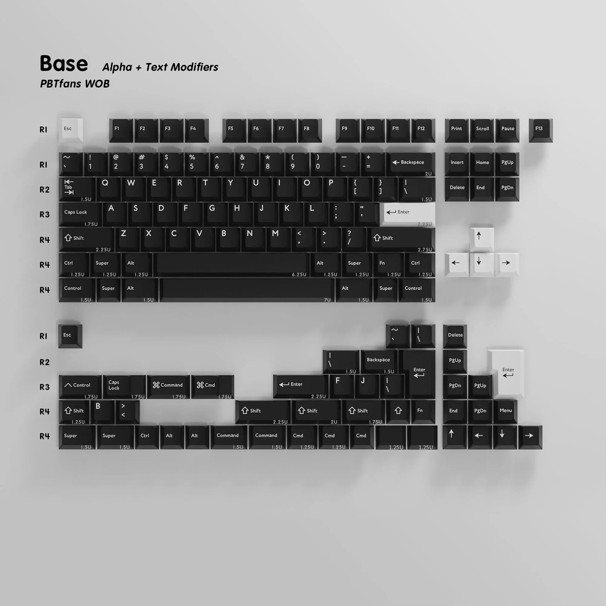 PBTfans WOB Keycaps - Durable Double-Shot PBT Keycaps for Mechanical Keyboards | Perfect for Gaming, Typing & Custom Builds