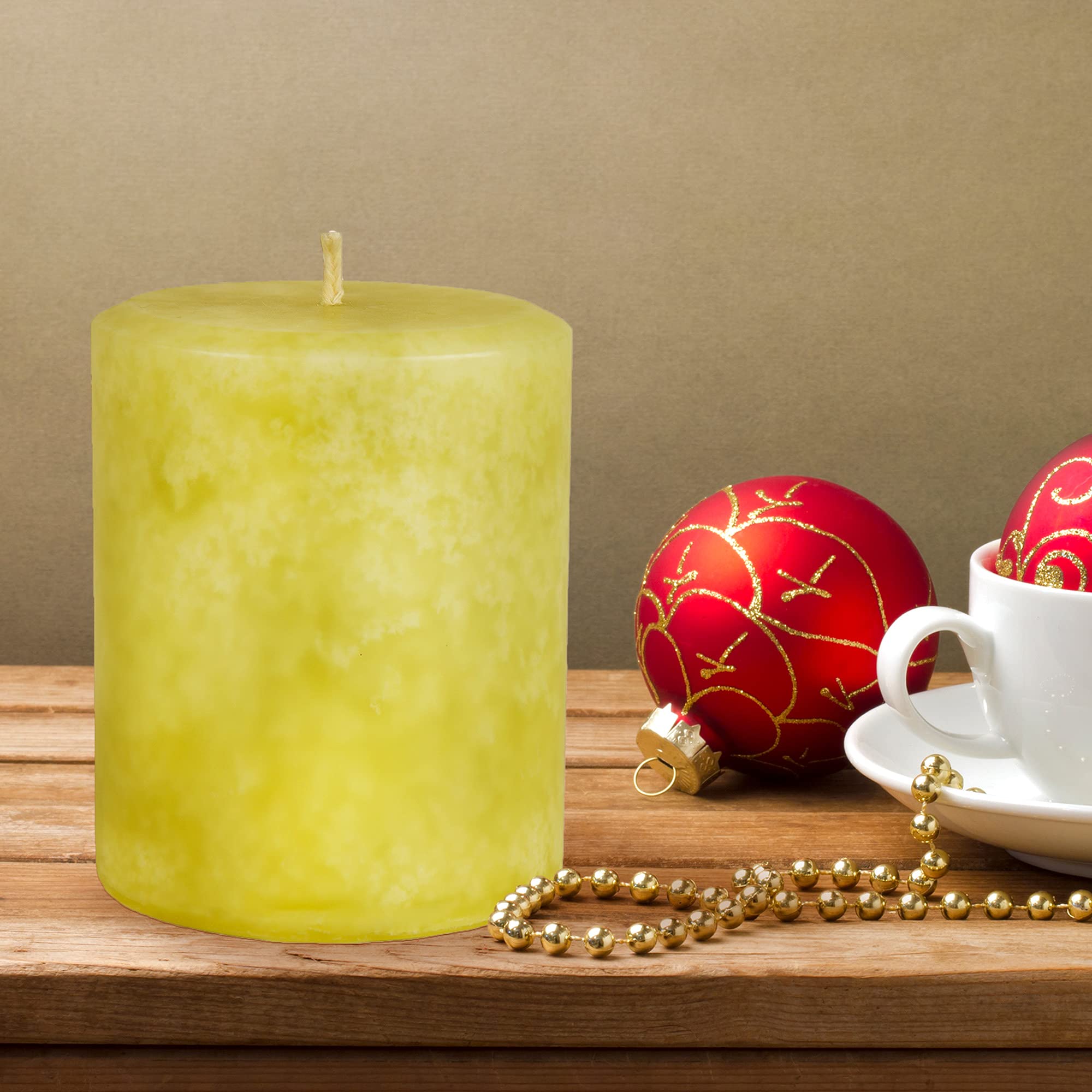 Handmade Bayberry Scented Pillar Candles - Christmas Holiday Home Fragrance Decor (3x3.75in) | Strong Aromatic Candles for Festive Decor, Gift Giving & Cozy Winter Ambiance