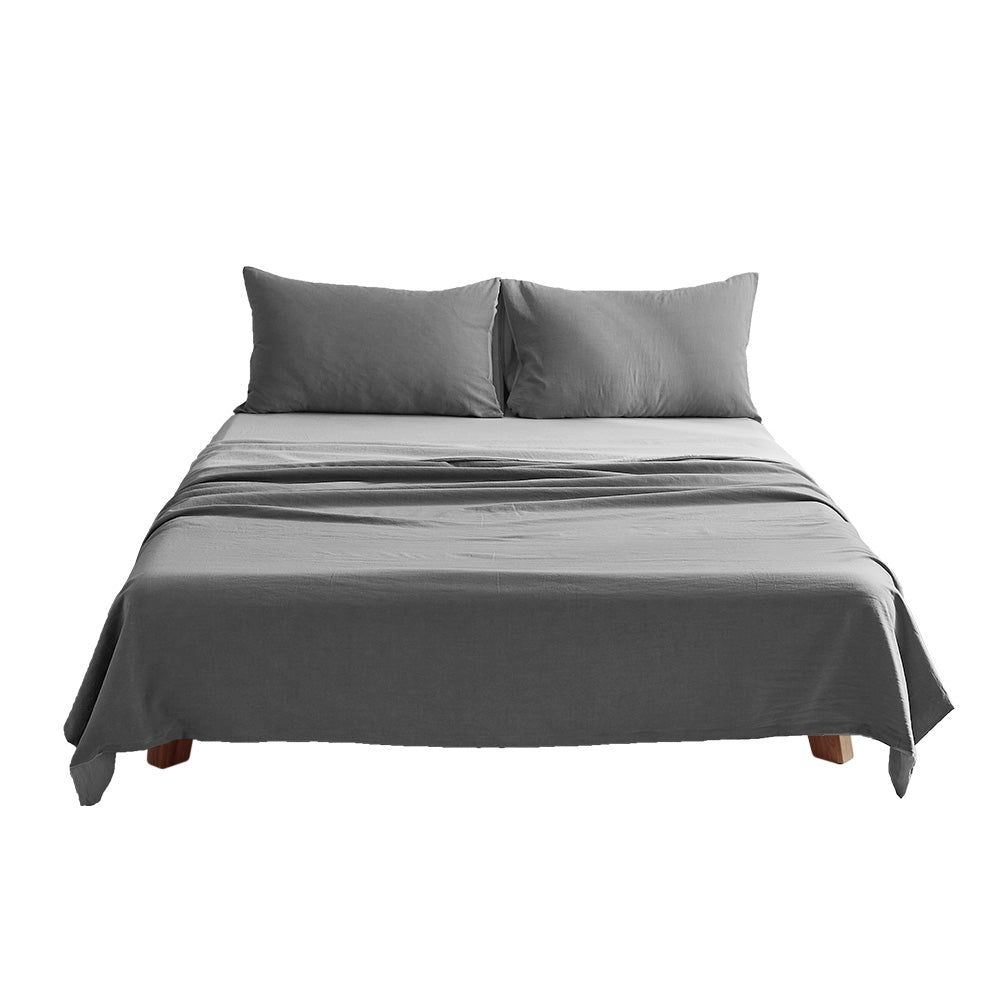 Premium 100% Cotton Grey Luxury Sheet Set - Queen Size Bedding with Flat Sheet, Fitted Sheet & Pillowcases for Ultimate Comfort & Softness | Perfect for Master Bedrooms, Guest Rooms & Cozy Home Decor