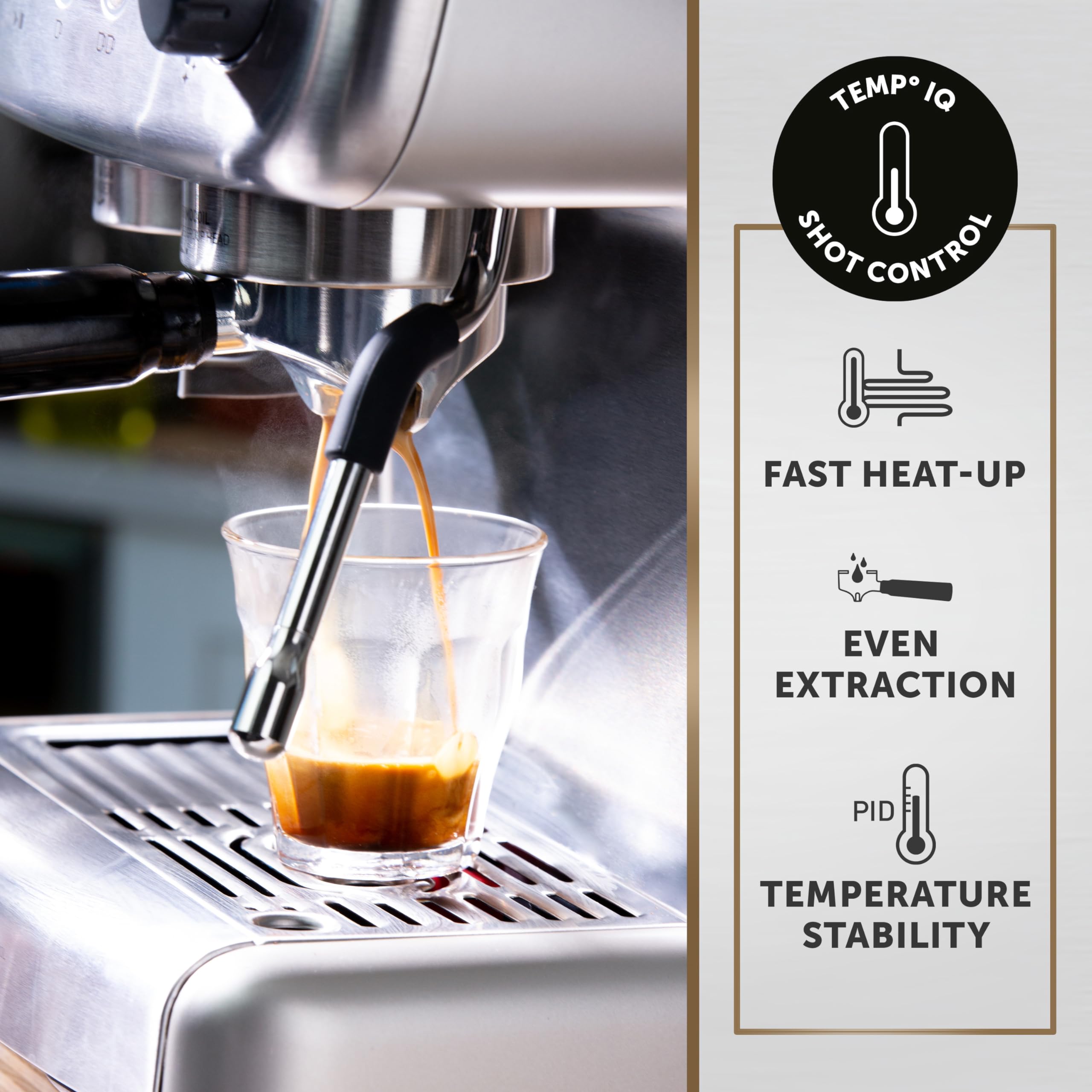 Breville Barista Max Espresso Machine with Built-in Grinder - 15 Bar Italian Pump, 2.8L Water Tank & Steam Wand for Latte & Cappuccino - Stainless Steel Coffee Maker for Home Baristas & Coffee Lovers