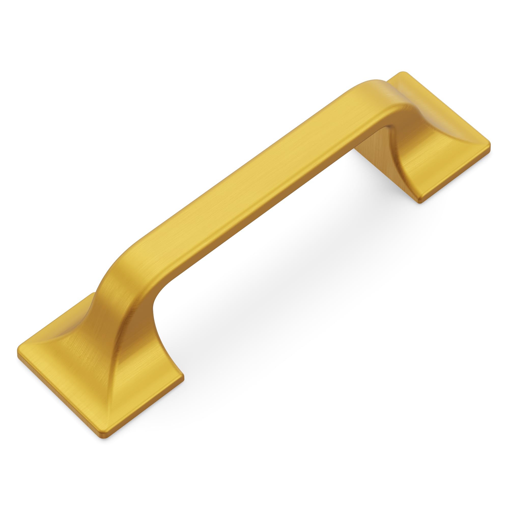 Hickory Hardware 1 Pack Solid Core Kitchen Cabinet Pulls - Luxury Brushed Golden Brass Cabinet Handles for Doors & Dresser Drawers (3 Inch Hole Center, Forge Collection) - Perfect for Modern Kitchens, Bathrooms & Furniture Upgrades