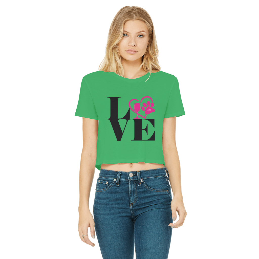 Love Paw 2 Classic Women's Cropped Raw Edge T-Shirt | Vintage-Inspired Graphic Tee for Casual Outfits & Date Nights | WineyBitches.Co
