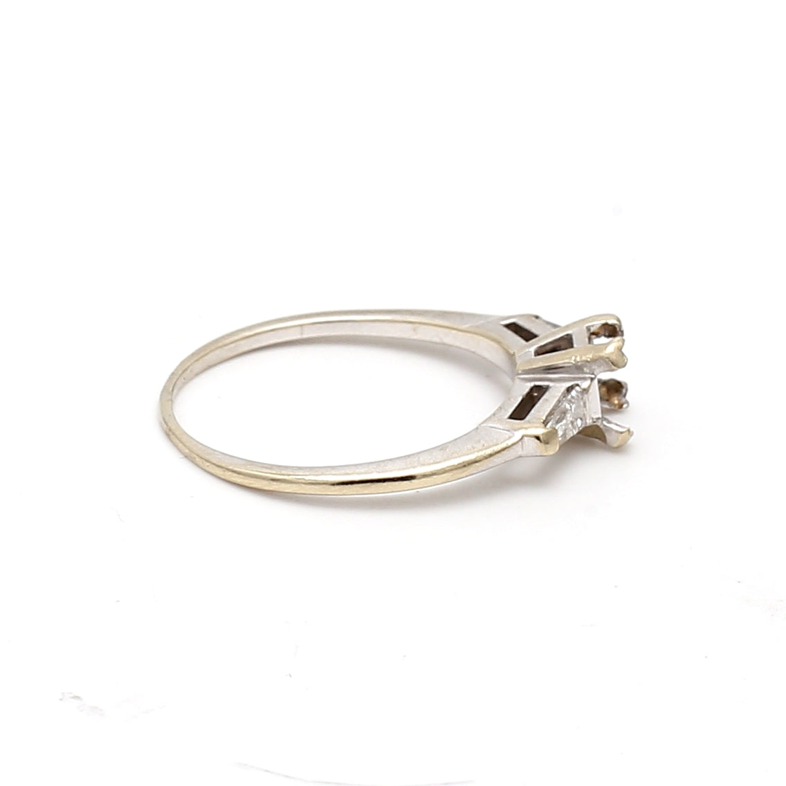 0.20 Carat Tapered Baguette Diamond Ring in 14K White Gold Semi Mount - Elegant Engagement & Wedding Ring for Women