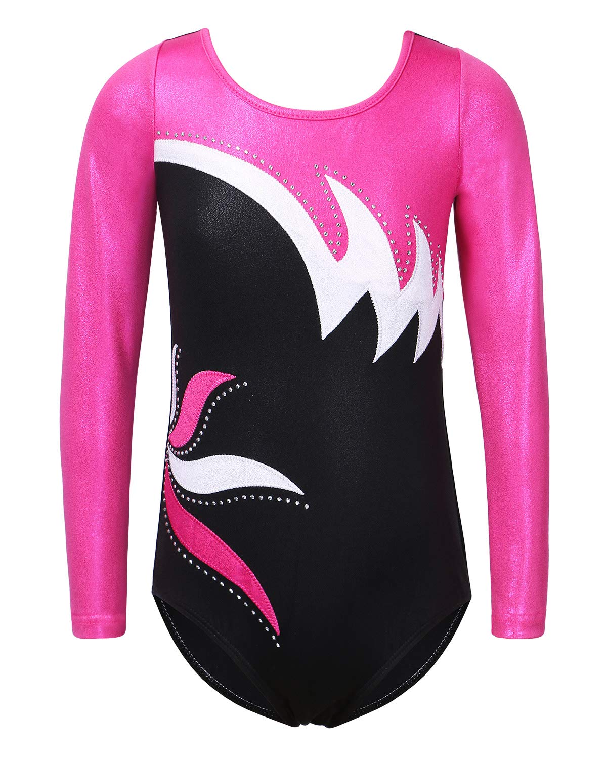 BAOHULU Girls Gymnastics Leotard - Shiny Embroidery Dance Leotards for Kids & Children - Athletic Activewear for Ballet, Gymnastics & Dance Practice