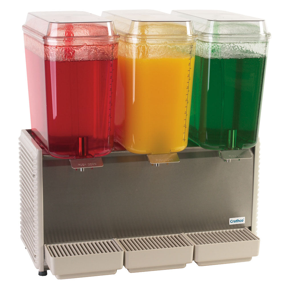 Crathco D35 4 Classic Bubbler 3 x 5 Gallon Refrigerated Beverage Dispenser - Commercial Drink Cooler for Parties, Events & Catering