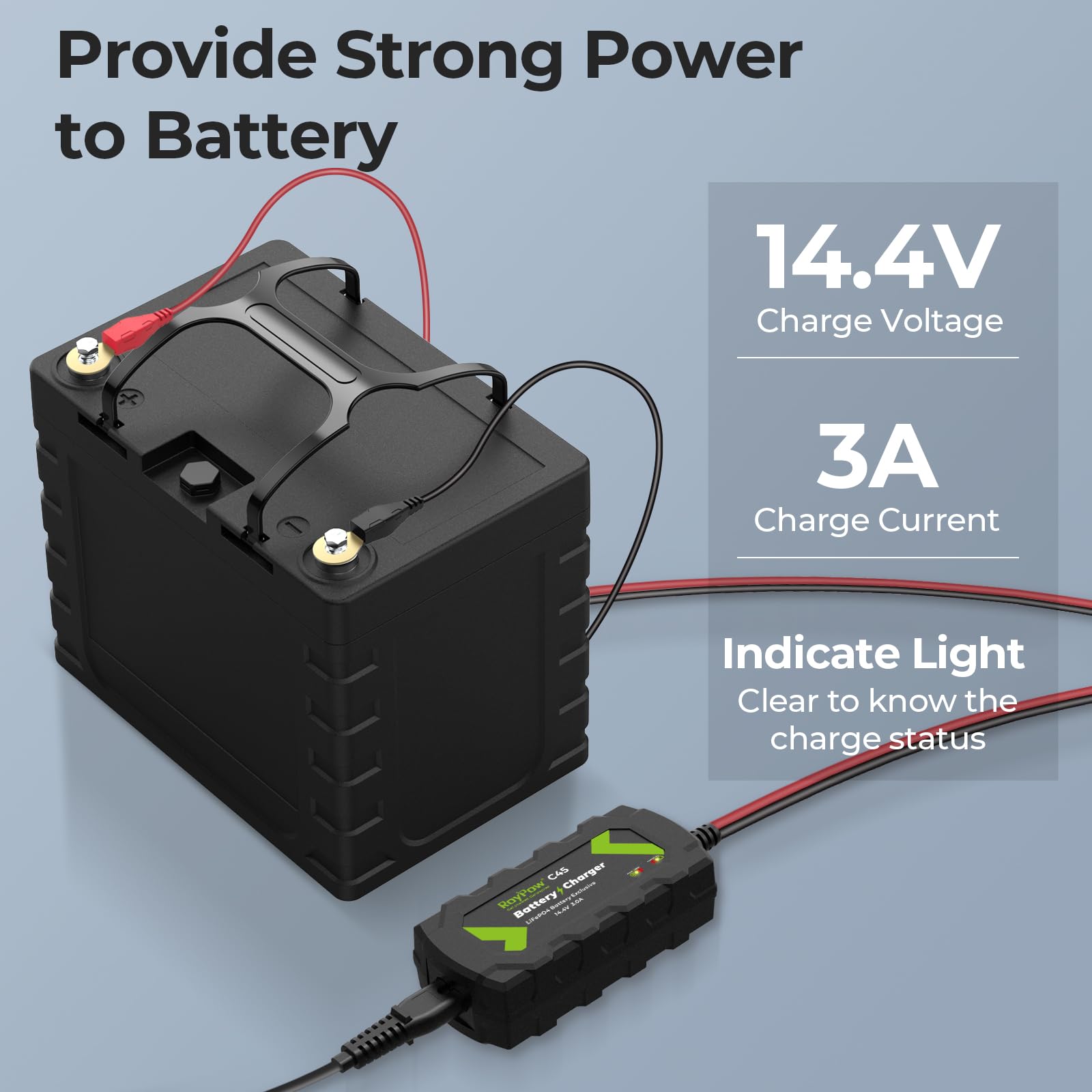 RoyPow 12V 3A Smart Battery Charger & Maintainer - Automatic Trickle Charger with Desulfator, Alligator Clamps & Ring Terminals - Perfect for Cars, Motorcycles, Boats & RV Batteries