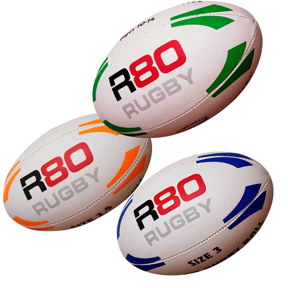 R80 Junior Rugby Balls - Size 4 Youth Rugby Ball for Kids Training & Match | Durable Rubber Rugby Ball for School Sports, Team Practice & Backyard Games