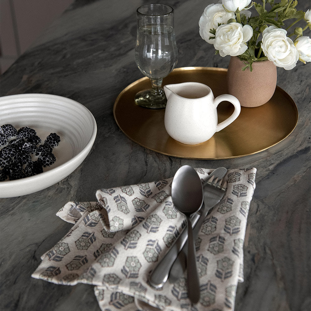 Hand Block Printed Floral Cotton Napkins - Set of 6 - Eco-Friendly Table Linens for Dinner Parties, Weddings & Home Decor