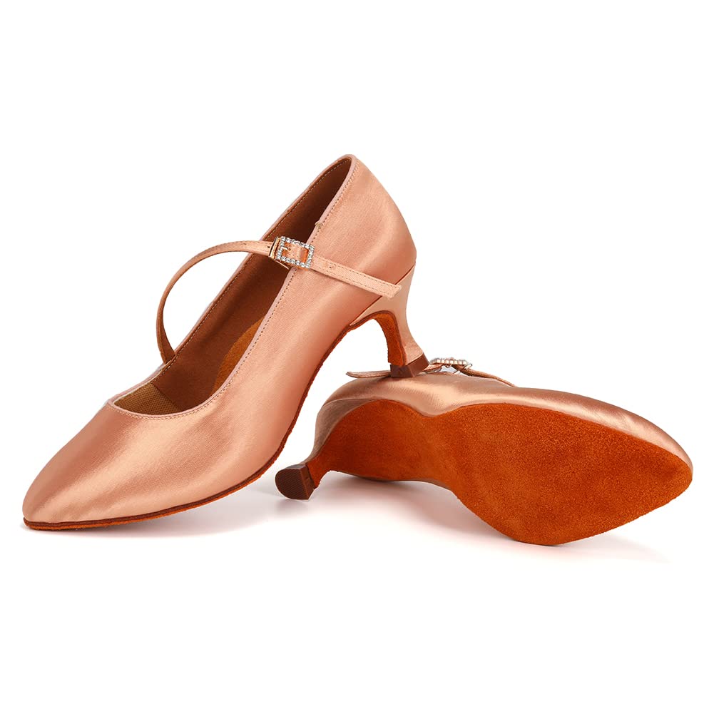 HIPPOSEUS Women's Ballroom Latin Dance Shoes - Closed Toe Suede Sole for Smooth Movement, Perfect for Salsa, Tango, and Wedding Dance