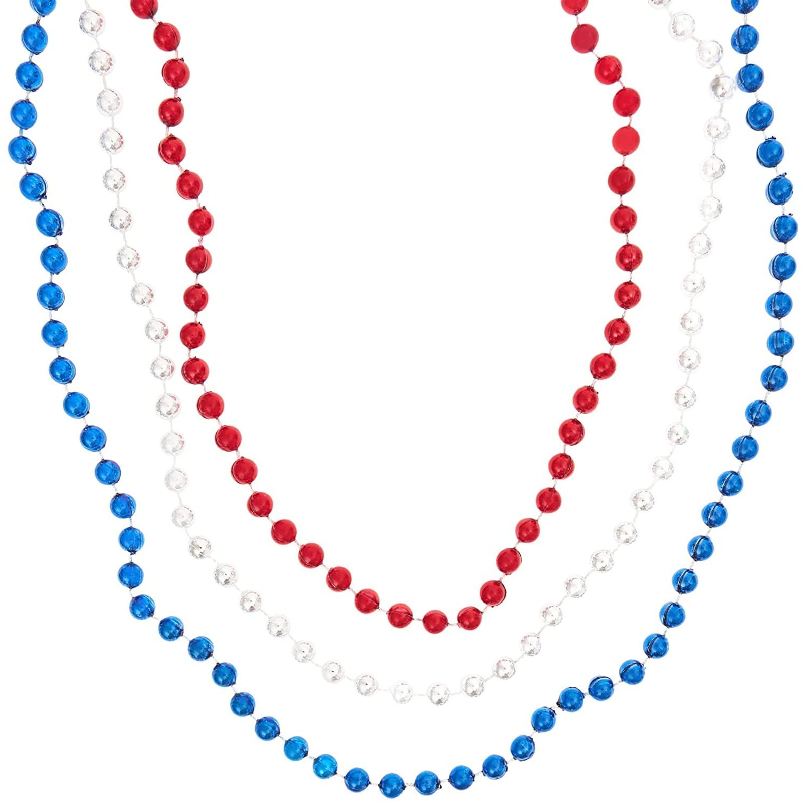 Sparkle and Bash Patriotic Beaded Necklaces - 72 Pack for 4th of July Celebrations, Independence Day Party Favors, Red White & Blue Accessories for Parades, BBQs & Firework Shows