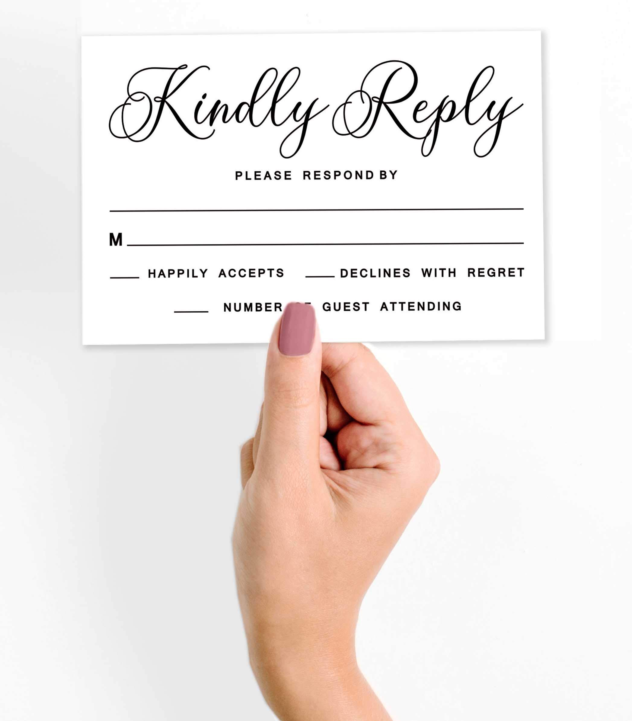 50 Blank RSVP Cards with White Envelopes - Elegant Wedding Response Cards for Invitations, Rehearsal Dinner, Baby Shower & Bridal Shower - Perfect for Engagement Parties and Special Events