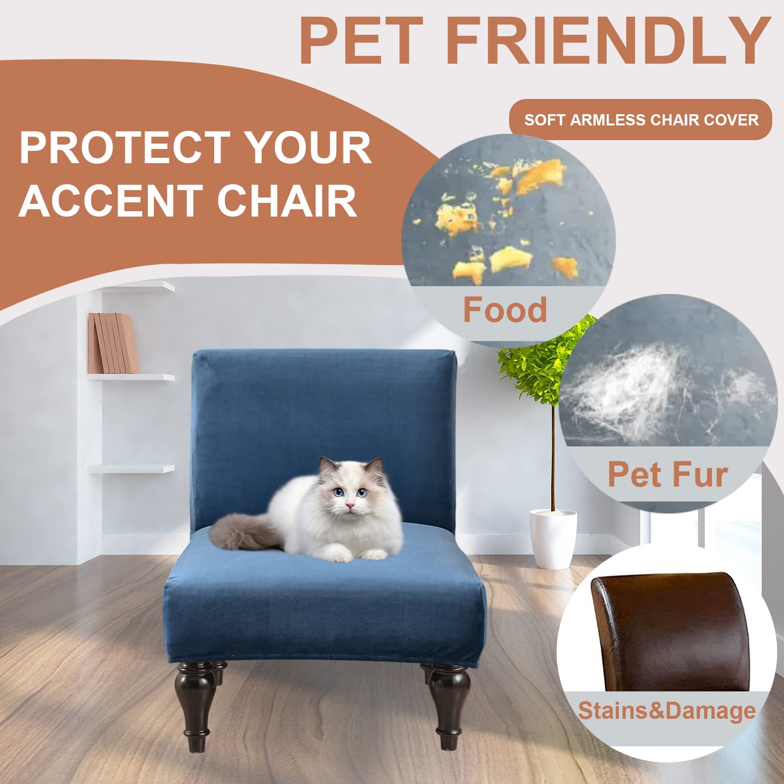Eco-Friendly Removable Washable Armless Chair Slipcover - Printed Accent Furniture Protector for Living Room, Dining Room & Hotel Use | Perfect for Home Decor, Guest Seating and Commercial Spaces