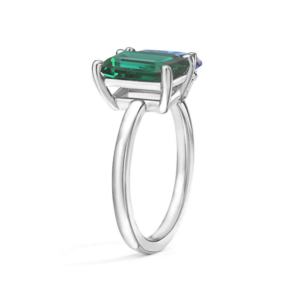 Toi et Moi Personalized Emerald Birthstone Ring - Custom Anniversary Jewelry for Couples, Women's Birthstone Engagement Ring - Perfect for Valentine's Day, Wedding Proposal & Romantic Gifts