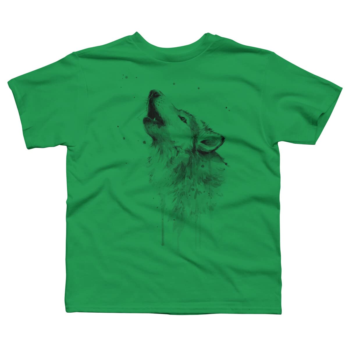 Olechka Design Boys Wolf Howling Watercolor Graphic T-Shirt - Soft Cotton Tee for Kids - Perfect for Outdoor Adventures and Animal Lovers