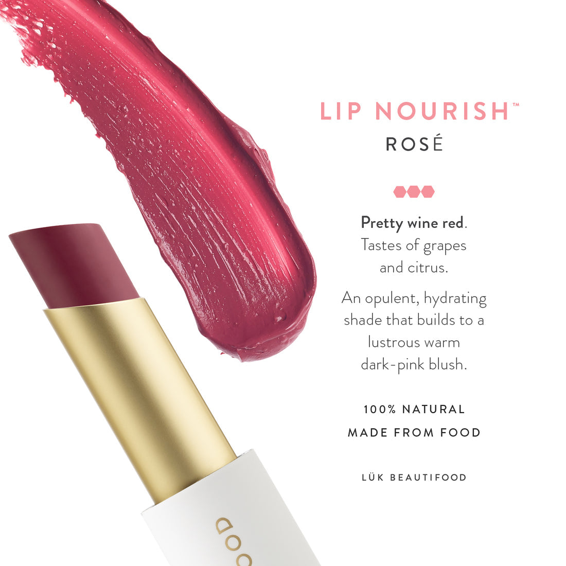 Lip Nourish™ Rosé Hydrating Lip Balm - Moisturizing & Plumping Lip Care with Natural Oils - Perfect for Dry Lips, Daily Hydration & Nighttime Lip Treatment