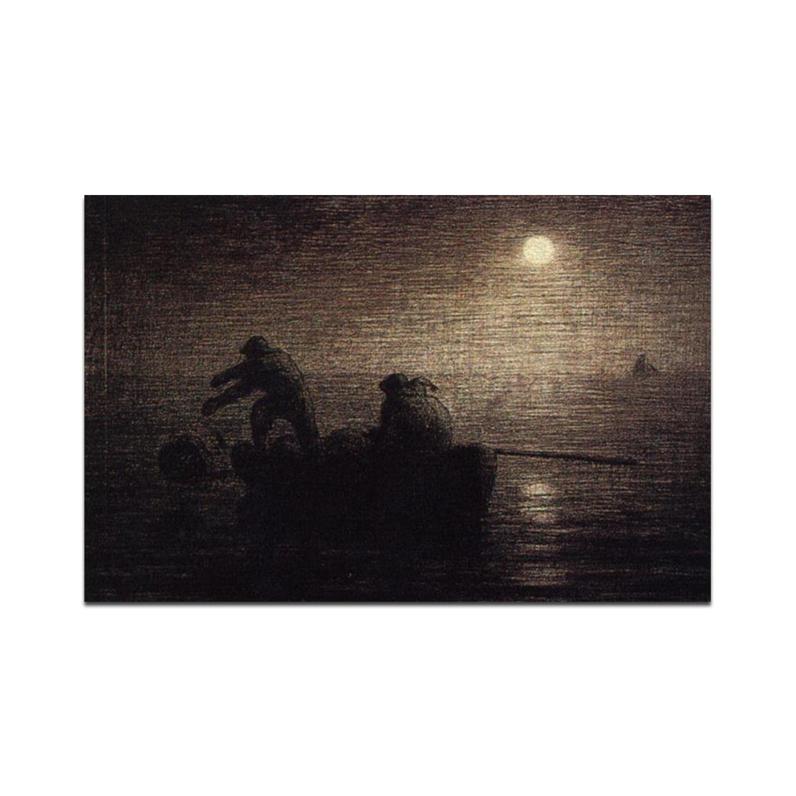 Fishermen by Jean-Francois Millet - Premium Oil Painting Reproduction on Canvas - Framed Wall Art Decor (70x112cm) - Perfect for Living Room, Bedroom & Office Decor