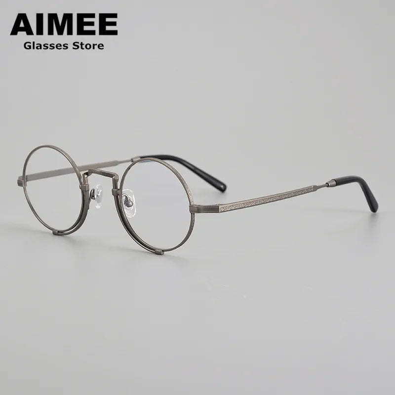 Aimee Unisex Full Rim Round Titanium Eyeglasses 5919 - Lightweight Durable Frame for Men & Women - Perfect for Reading, Work, and Everyday Wear