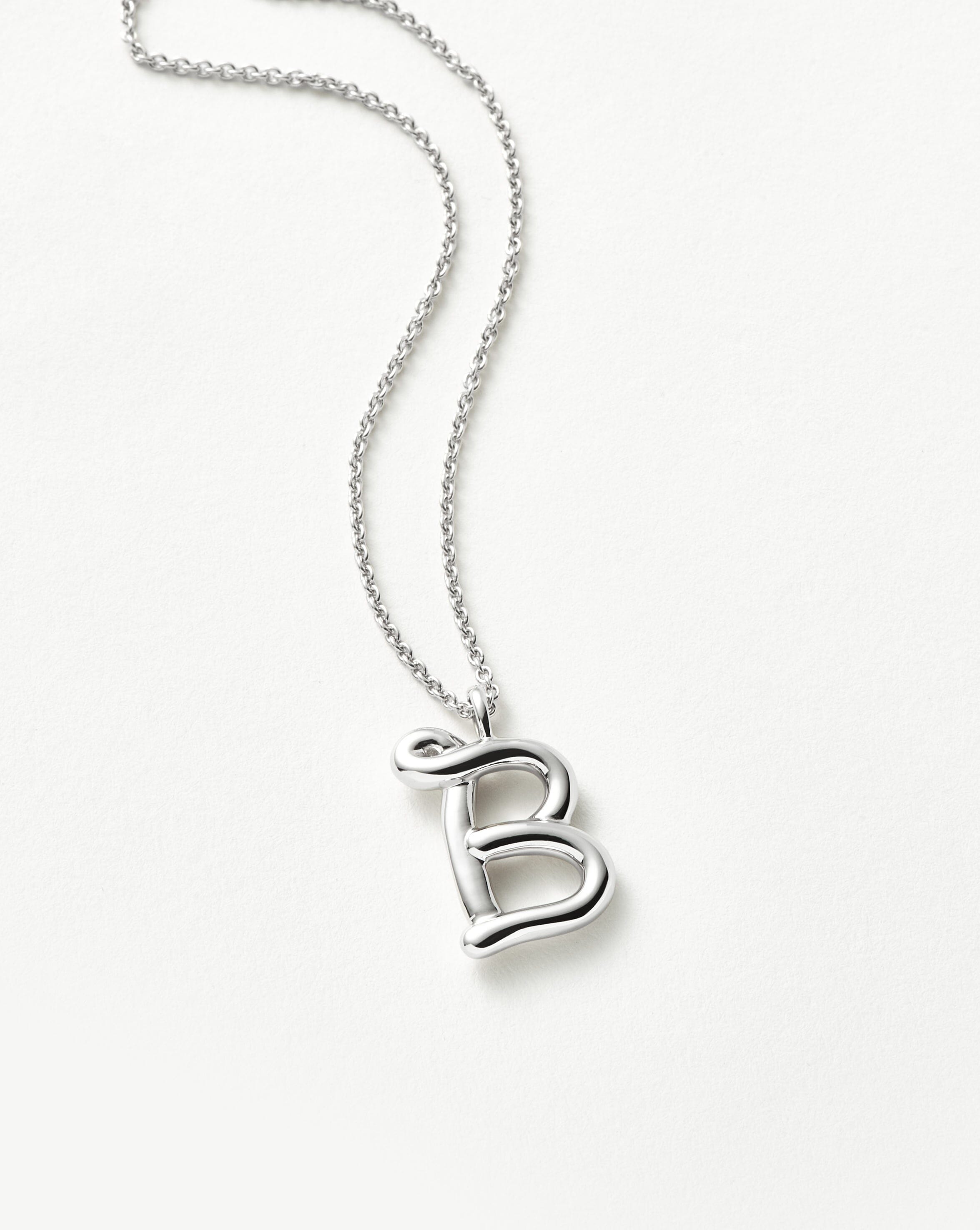 Personalized Sterling Silver Curly Molten Initial Pendant Necklace - Monogram Jewelry Gift for Women | Perfect for Birthdays, Anniversaries & Everyday Elegance